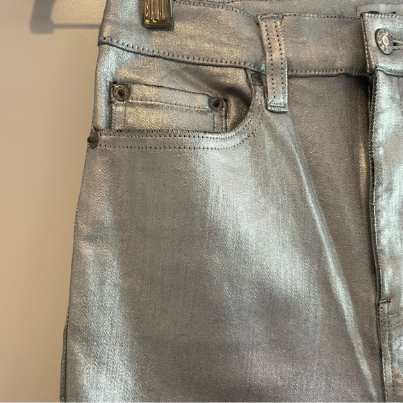 Daze- NWT SZ 27 Metallic Straight-Leg Jean Denim Smarty Pants - Picture 6 of 8